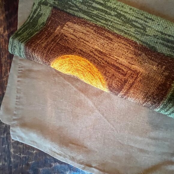 Two Vintage MCM Modern Art Boho Jute Pillow Covers 16X16 Square - Picture 5 of 7